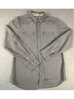 Vans Off The Wall Gray Chambray Button Up Shirt Mens XL Long Sleeve